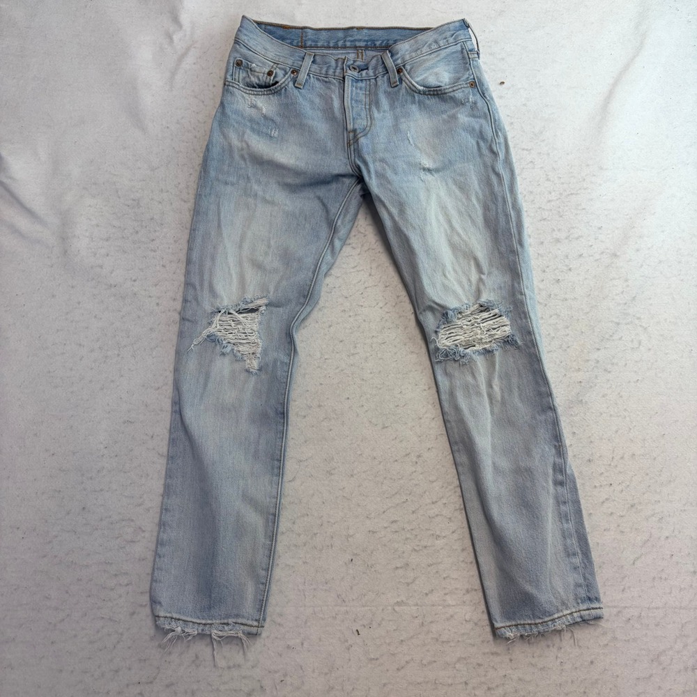 Levi's 501 CT Jeans Womens 24 Light Blue Distressed Frayed Hem - Picture 2 of 12